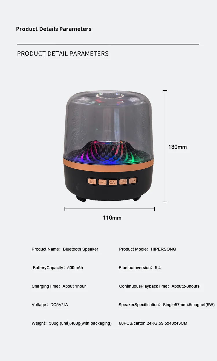 2026 High Quality New Mini Speaker TWS 5.0 Wireless RGB Gradient Light Effect Waterproof Floating Sound Bars Speaker