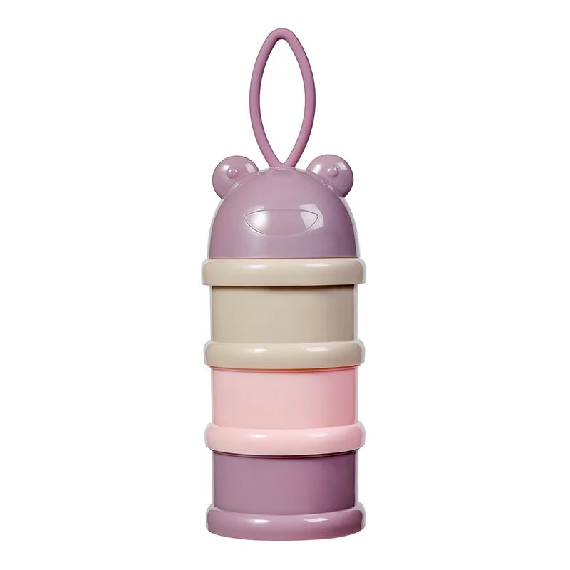 Cute Cartoon Portable Milk Powder Container With Spoon - Pink