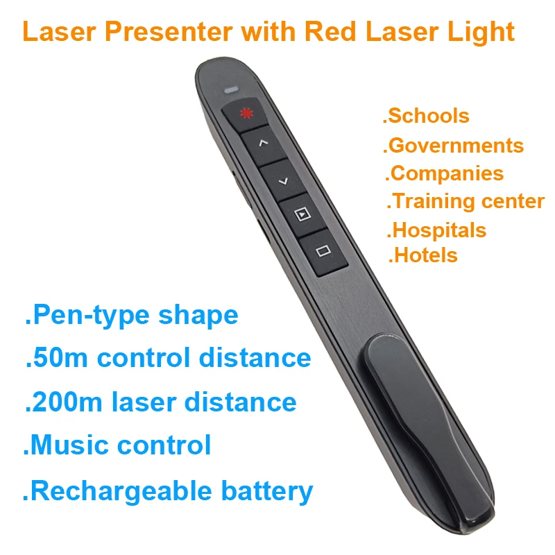 2.4G PPT Wireless Presenter Powerpoint Presentation Remote Slide Changer Pen Pointer Rechargeable Remote Clicker for Teachers