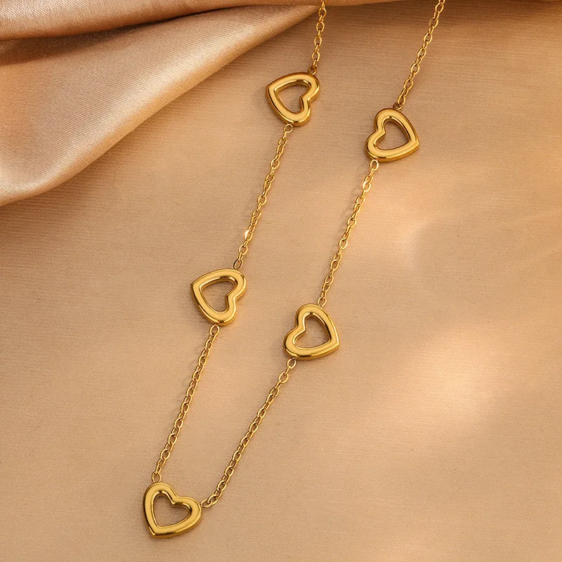 Elegant Titanium Heart Necklace Set - Non-fading & Versatile