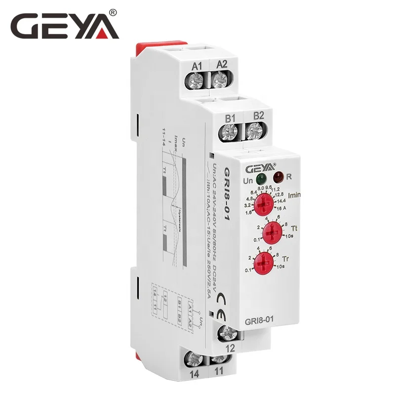 GEYA GRI8-01 Over Current Monitoring Relay Current Range 0.5A-16A W240V or DC24V Current Sensing Relay