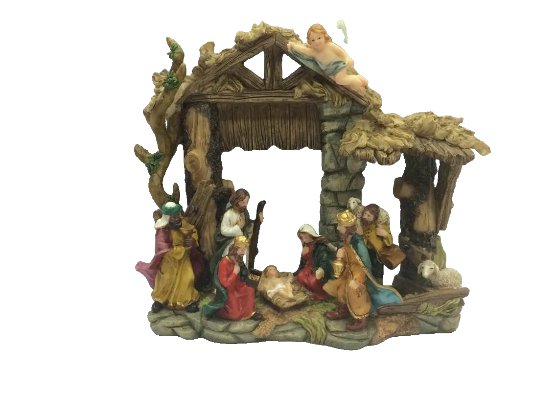 Wholesale Custom Polyresin Religious Holy Family Statue Outdoor Large Led Light Christmas