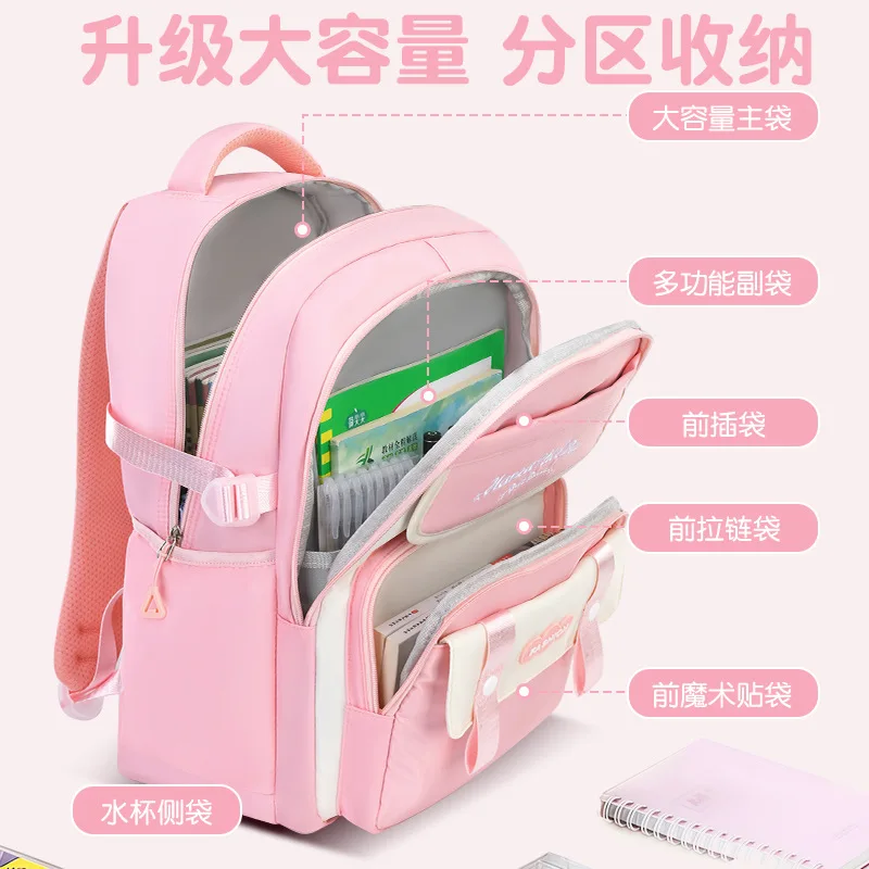 Three-piece Nylon Polyester 36-56L Female Student Schoolbag Air Cushion Strap Night Safe aperçu 3