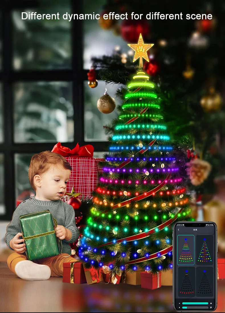 App Music Sync Waterproof Indoor Outdoor Smart Christmas Tree Lights
