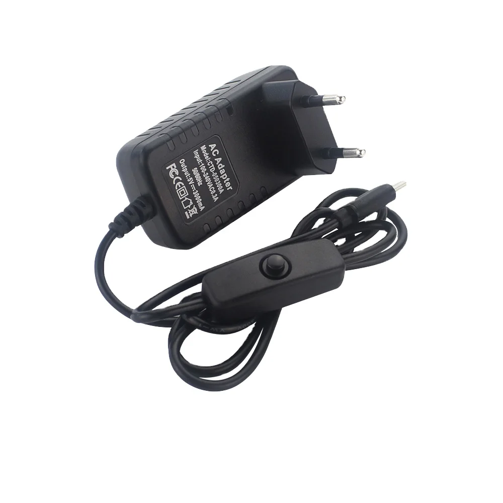 10pcs/lot Raspberry Pi 4 Model B Power Supply 5V 3A USB-C Powr Adapter with ON/OFF Switch Charger for Raspberry Pi 4 B