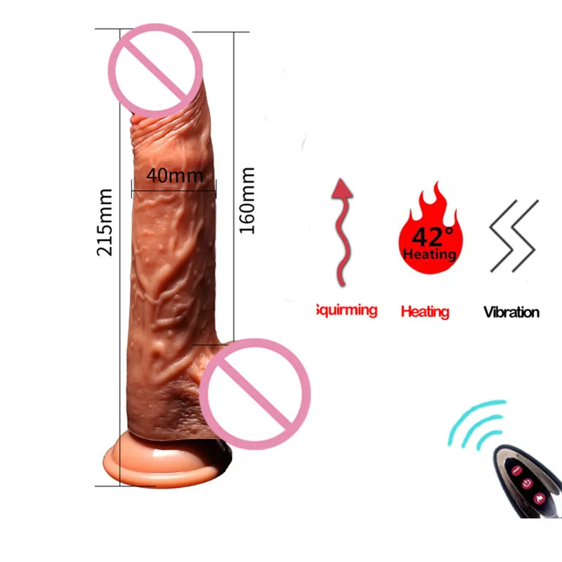 USB Remote Control Realistic Dildo Vibrator Silicone Big Artificial Penis Telescopic Thrusting Dildo Adult Sex Toy for Woman Bed