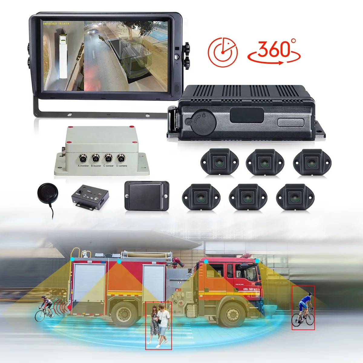 STONKAM HD 360 Around View Camera System for Truck/bus Driving Safety  System Way DVR Recording AVM 360 Degree Car Camera