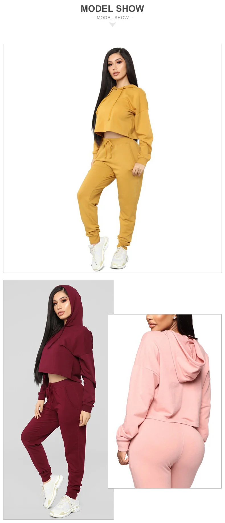 Wholesale Women's Sweatsuit Set Crop Top Sweat Suit Two Piece