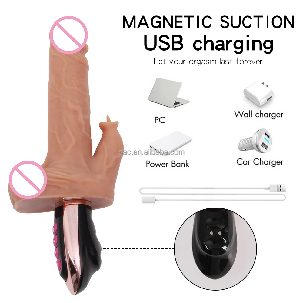 SacKnove Automatic up and Down Heated Swing 7 Frequency Vibrating Licking Tongue Sex Machine Gun Dildo Telescopic