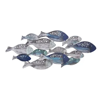 School Of Fish Modern Metal Wall Art For Home Living Room Wall ...