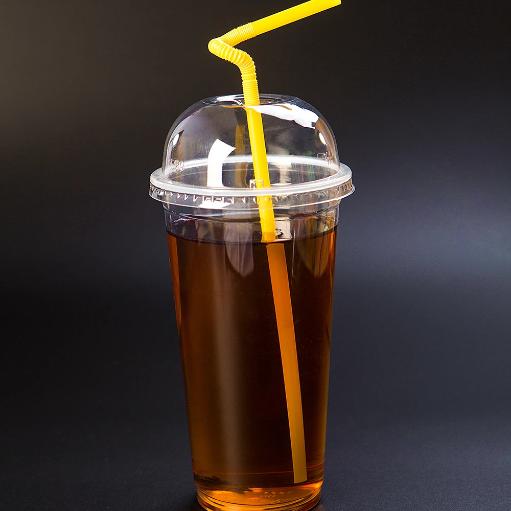 Оптовая продажа, одноразовая Дешевая Пластиковая купольная крышка для сока, молока, чая, ПЭТ, прозрачная крышка с отверстием