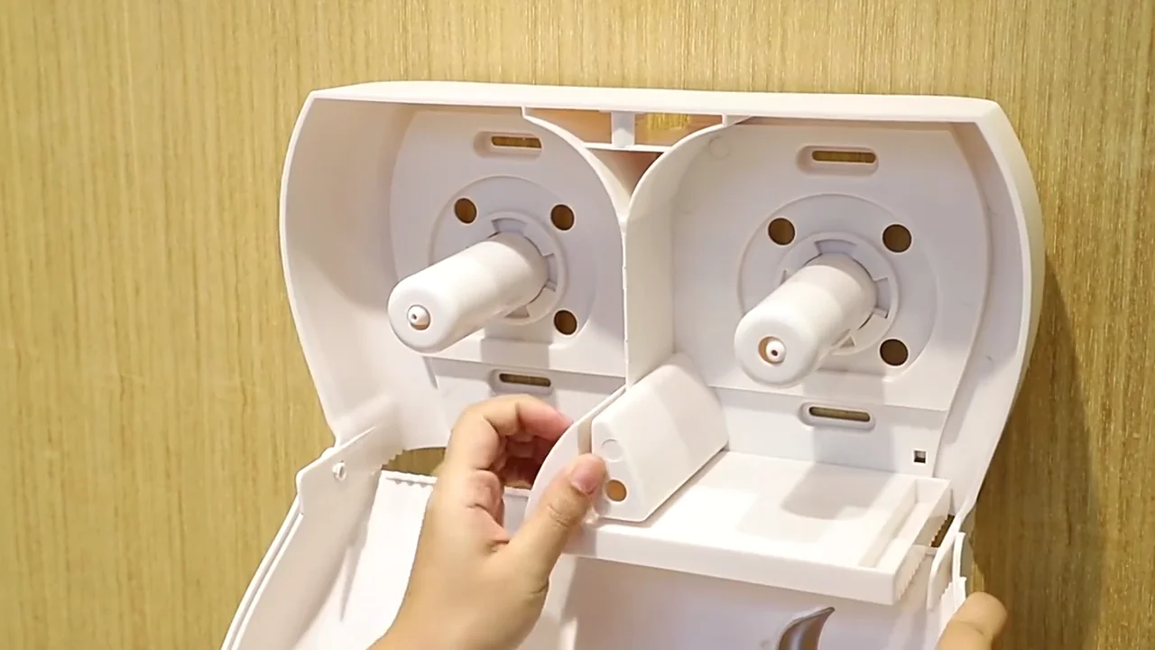 Compact Dual Roll Toilet Paper Dispenser Wall Mounted Tissue Holder Abs