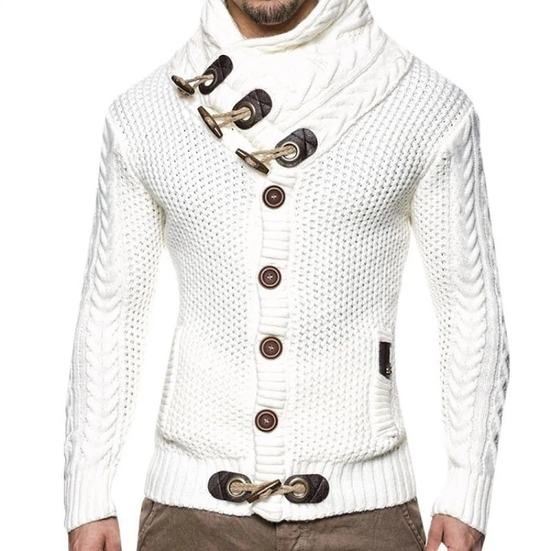 Modelli autunno e inverno Cardigan a collo alto maglione da uomo Nuovo uomo più velluto spesso cappotto bianco personalità retrò