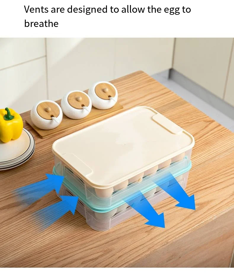 Refrigerator egg box Fresh-keeping storage Household plastic container to put eggs on the rack of shockproof box details