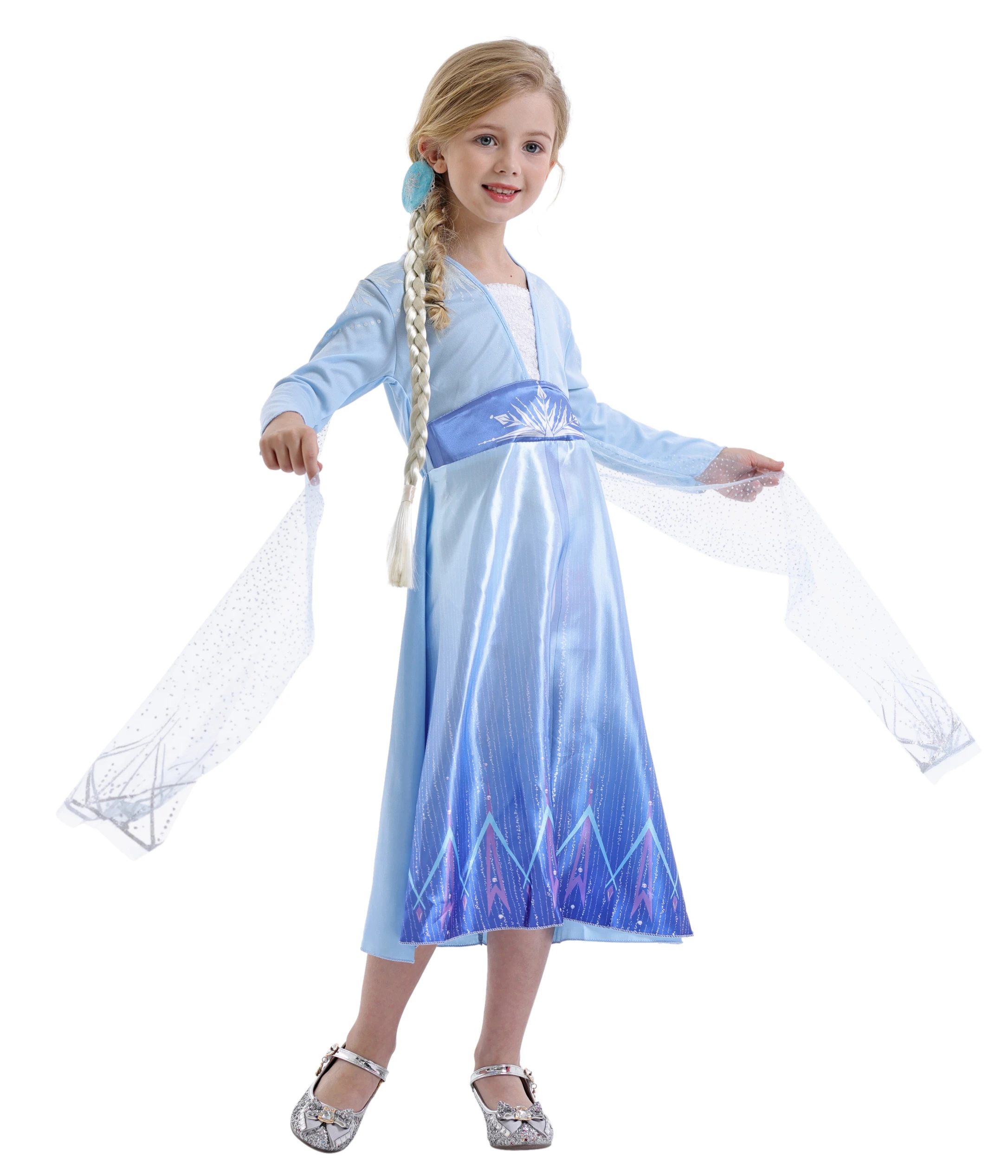 Girls Princess Elsa Costume Snow Queen Halloween Dress Birthday Party Cosplay Outfits 2-8Y 