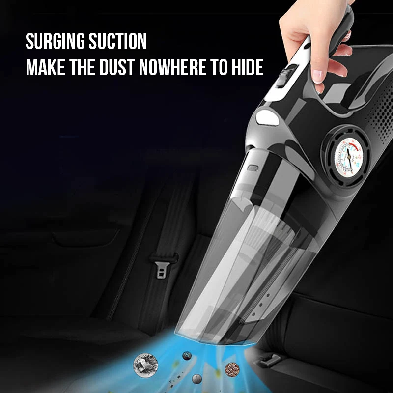 Многофункциональный портативный беспроводной автомобильный пылесос с воздушным компрессорным насосом для накачки шин со светодиодным светом