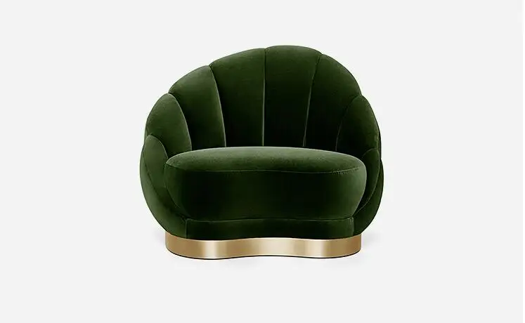 Nordic Style Designer Velvet Couch Shell Shape Upholstery Arc-shaped Sofa Set