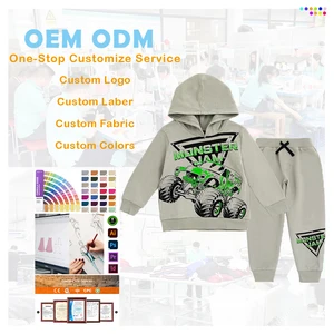 Wholesale Custom Fleece Pullover Hoodie & Pants Toddler Kids Clothing 0 to 5 Years Sets