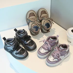 2026 High-Top Casual Sports Sneakers for Boys and Girls Soft-Soled Bread Shoes with Lace-Up Closure for Spring Fall Autumn