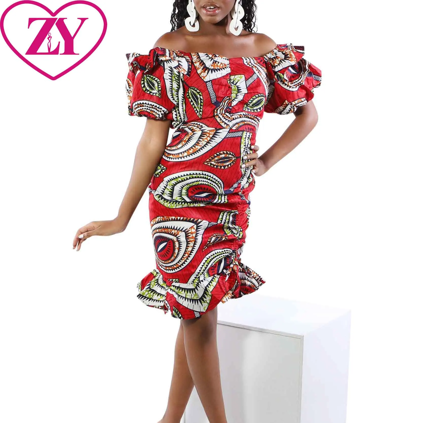 Shop African Style Women Dress Ankara Print off Shoulder