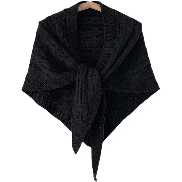 Wholesale Hot Selling Custom Warm Soft Triangular Scarf 100% Acrylic Knitted Winter Shawl For Women