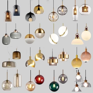 Contemporary Gold Silver Hanging Pendant Lamps Kitchen Island Dining Room Glass Balls Modern Chandeliers Ceiling Pendant Lights