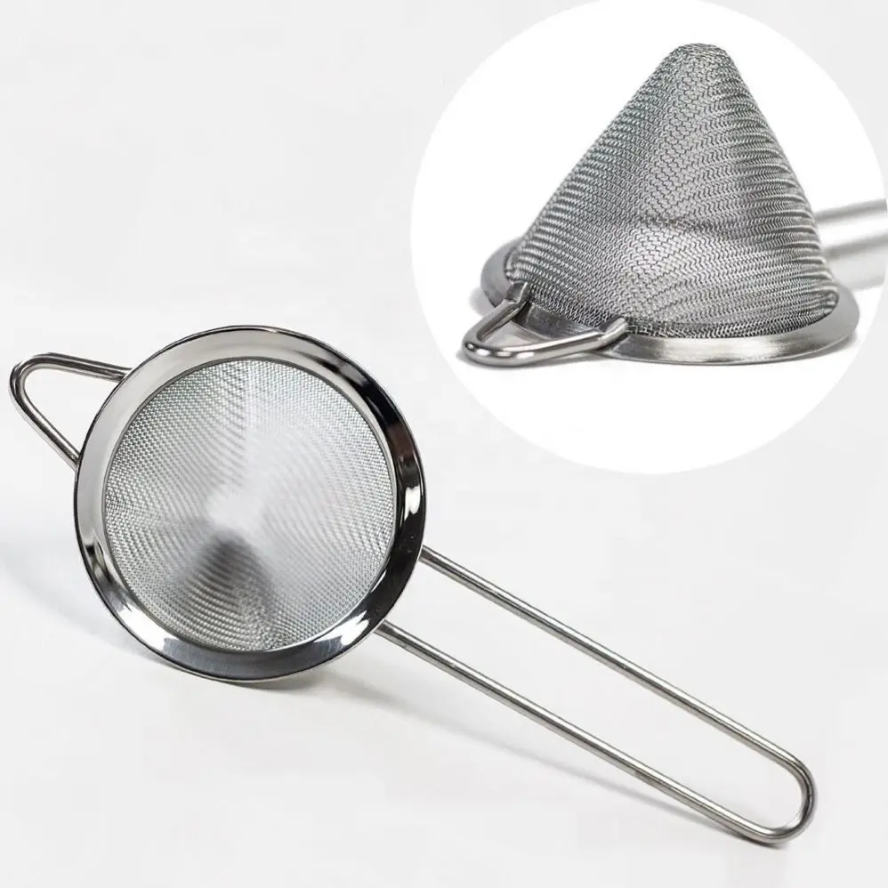 Stainless Steel Fine Mesh Conical Strainer Colander Sieve Sifter with Handle for Kitchen Food Rice Pasta