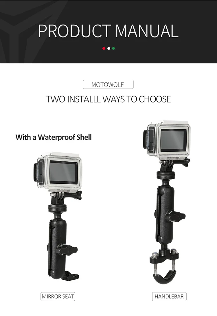 Motowolf Universal Aluminum Stable Camera Holder Motorcycle Bike Camera Mount