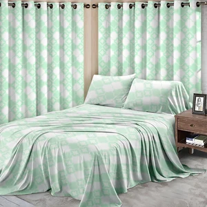Customized Fabrics Sizes Twin Queen King Full Printed Bed Sheets Bedsheets Sets Bedding Set with Curtain
