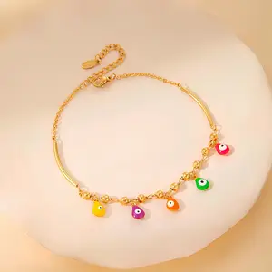 MW European American Fashion Temperament Stainless Steel Multi-color Anklet Women's Marine High-end Cross-border Sexy Foot