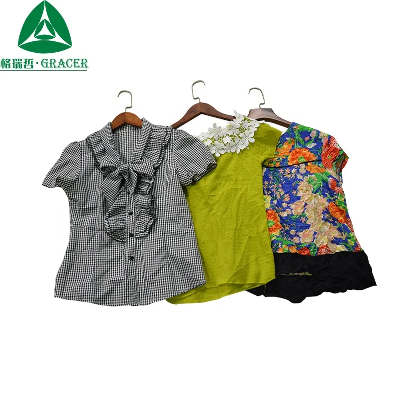 Ladies Summer Cotton Blouse Casual Wear Used Clothing from Hong Kong Market in Bales