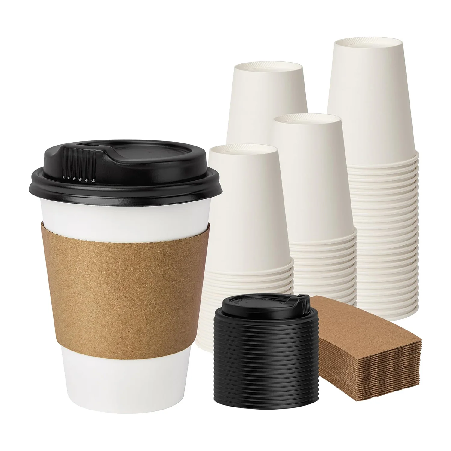 Customizable Beverage Cup Sleeve Disposable Kraft Cardboard Coffee Tea Holder With Brand Logo Printed Design