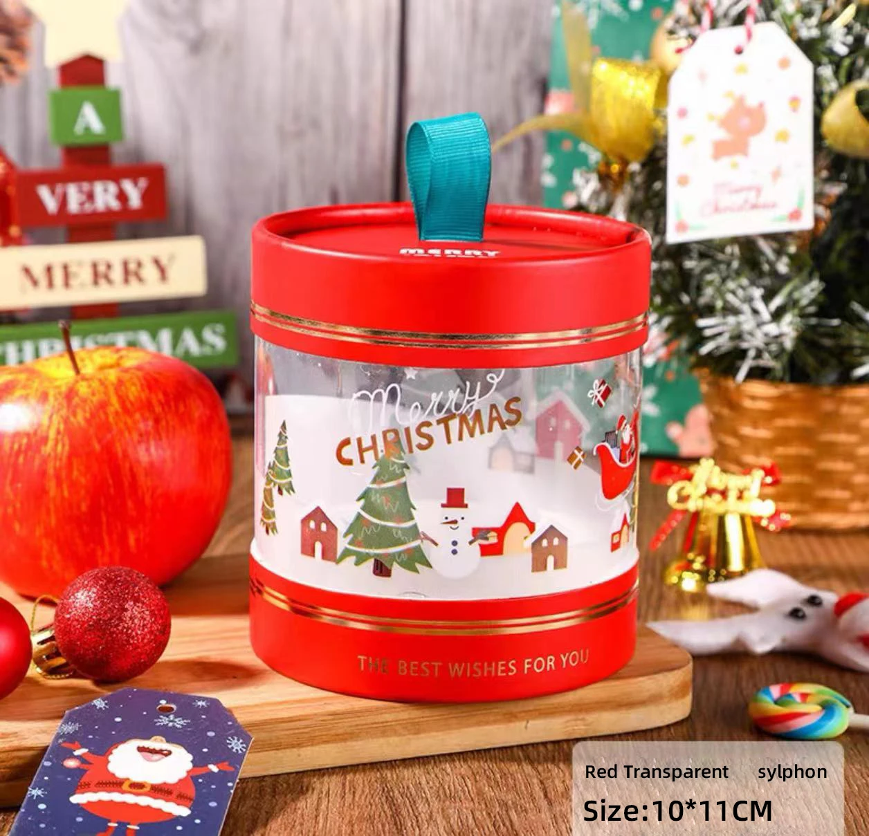 Christmas Gift Box Tube Cylinder Packaging Paper Box With Clear Pvc ...