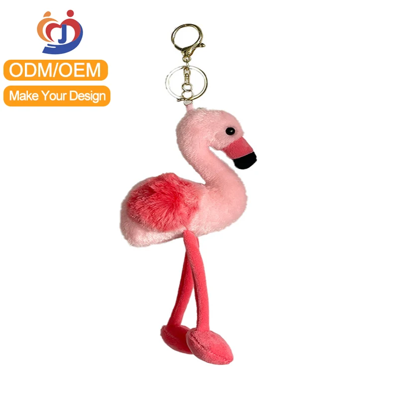 High Quality Factory Customization Logo Plush Toy Flamingo Plush Key Chain Toys Custom Keychain Plushie