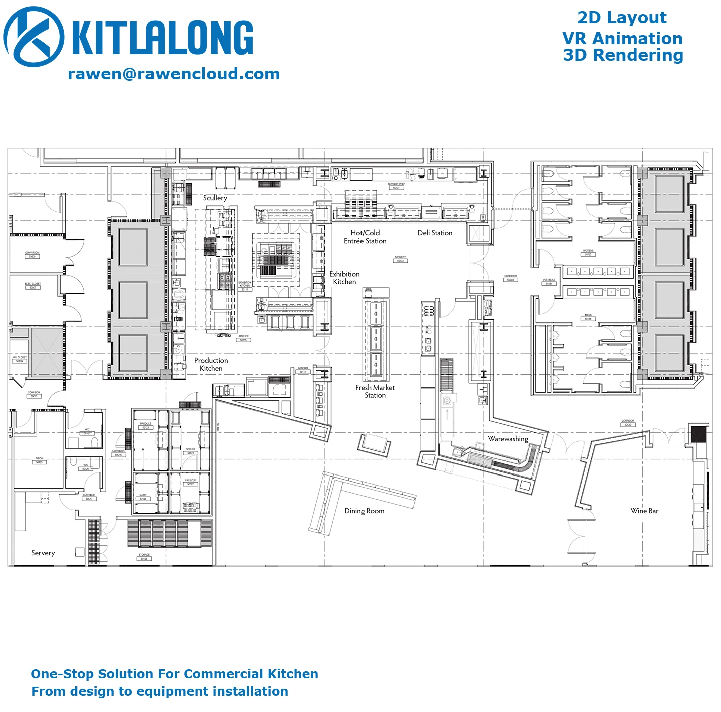 Комплексное кухонное решение Rawen от дизайна до оборудования кухонный бар фаст-фуда/Гостиница и ресторан коммерческий дизайн