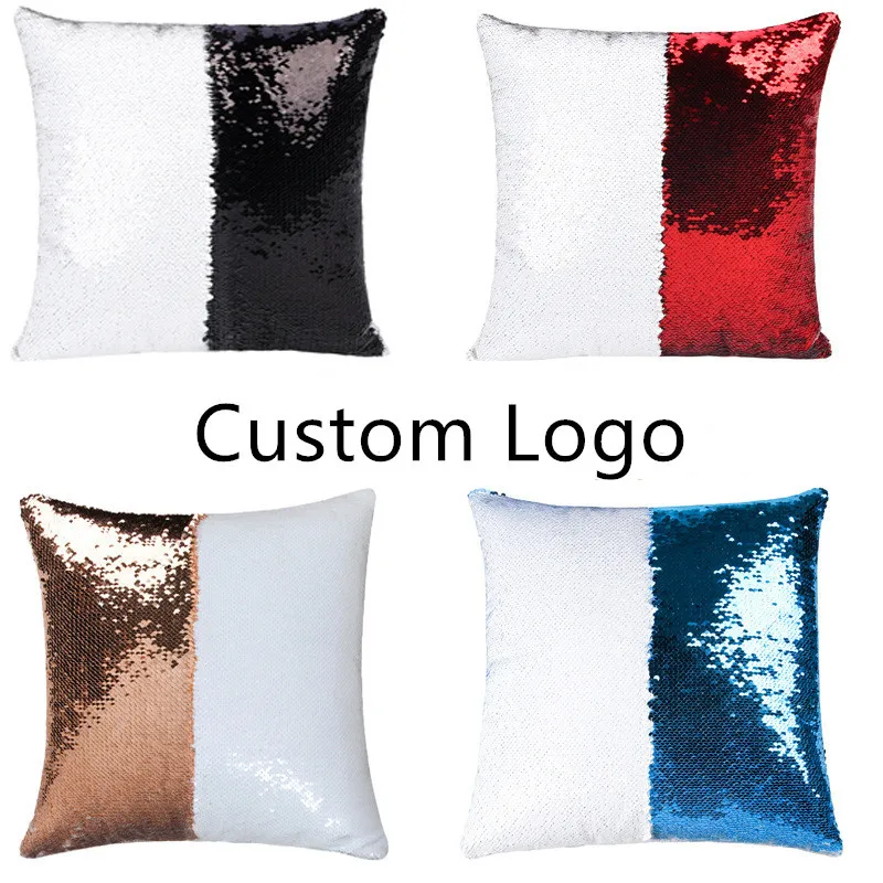 Wholesale 16x16 Inch 40x40cm Sublimation Flip Sequins Pillow Cover Case Decoration Customized
