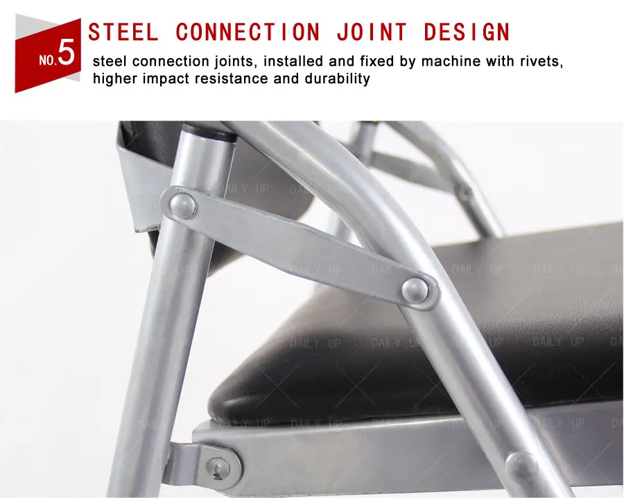PU Leather padded Seat Folding Chair With Tablet And Book Holder Foldable Office Computer Chair For Meeting Reference Training