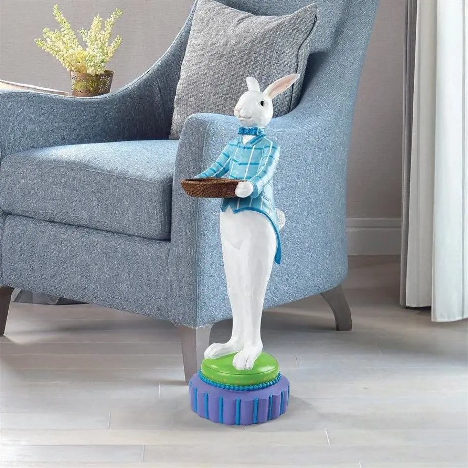 Easter Bunny Rabbit Butler Statue Waiter Rabbit Is at Your Service Cute Rabbit