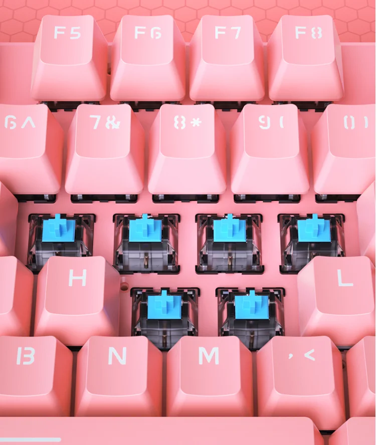 Ajazz AK687 Pink 104-Key Wired Mechanical Gaming Keyboard with LED