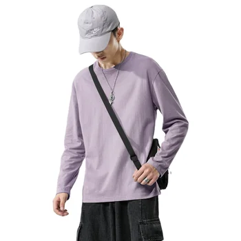 High quality long sleeve 100% heavy cotton plain t shirt men polo t shirt ready to shipping