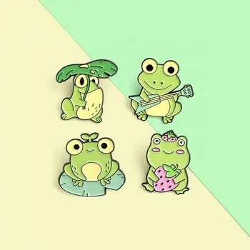 Broche Grenouille émaillée – Pins Cartoon Animaux Mignons Pour Décorer Vêtements, Sacs, Cadeau Personnalité