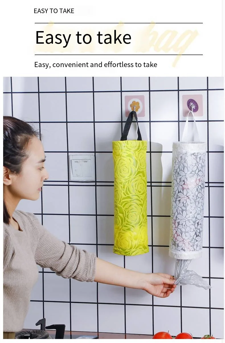 Wall-mounted garbage bag storage Home kitchen plastic bag organizer portable extractor bag storage device factory