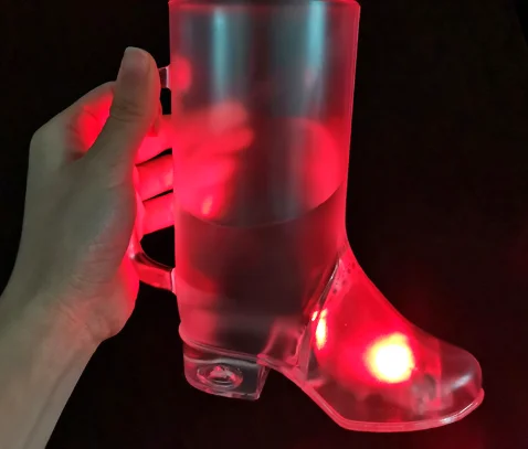 Customized Ounce Glitter Party Metal Beverage Tubs Printed Logo LED Lights Cowboy Boots Beer Glass Customized Printed Logo