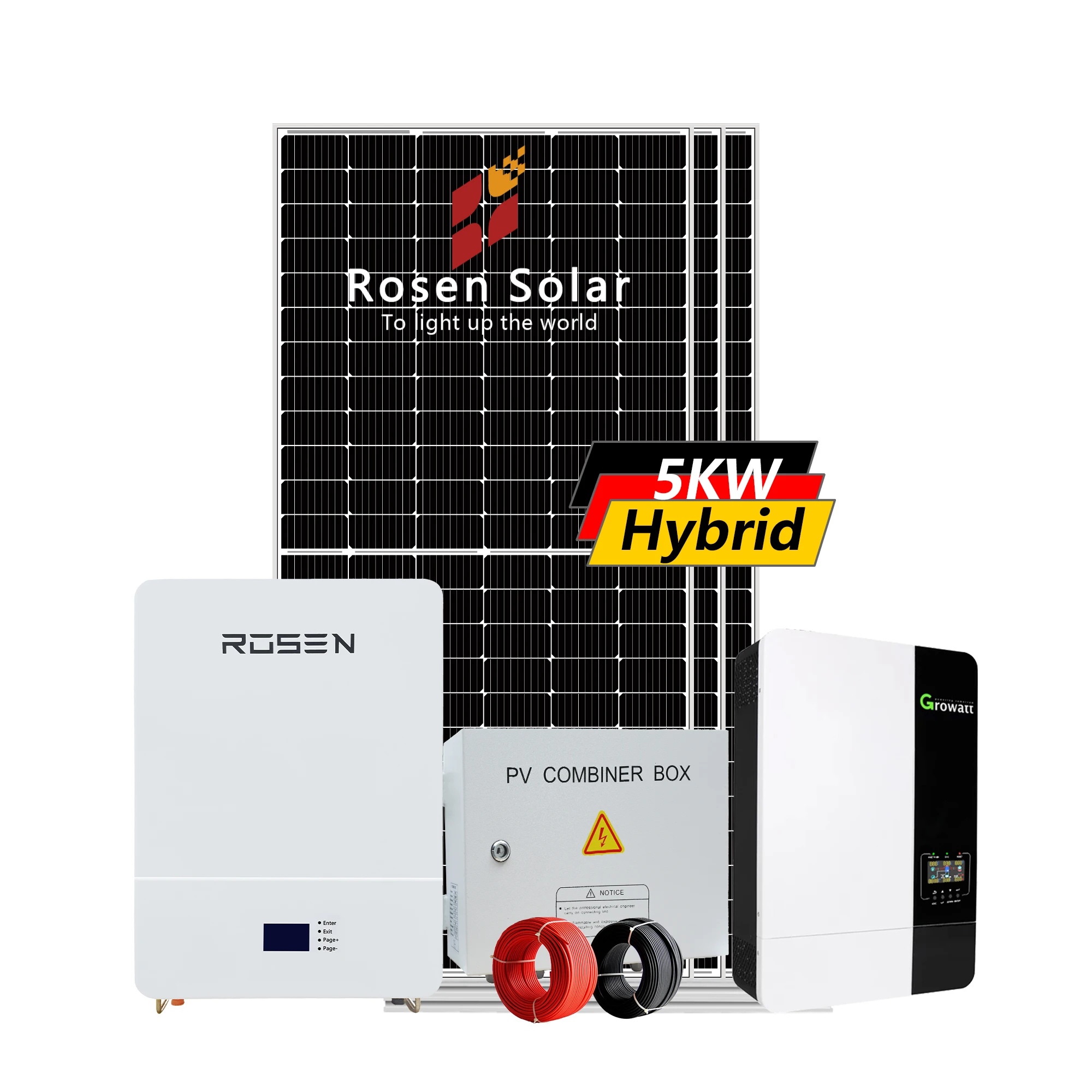 ROSEN Full Set Home Solar Kit 5kw Solar Power System Home Use Backup Battery Home Solar System 3kw with Battery Backup Power