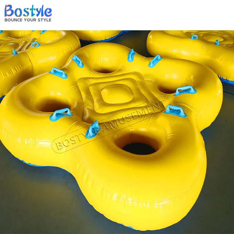 Bostyle Customized 4-Seater Inflatable Pool Float Raft Water Swimming Ring Floating Boat Inflatable Water Amusement Facilities