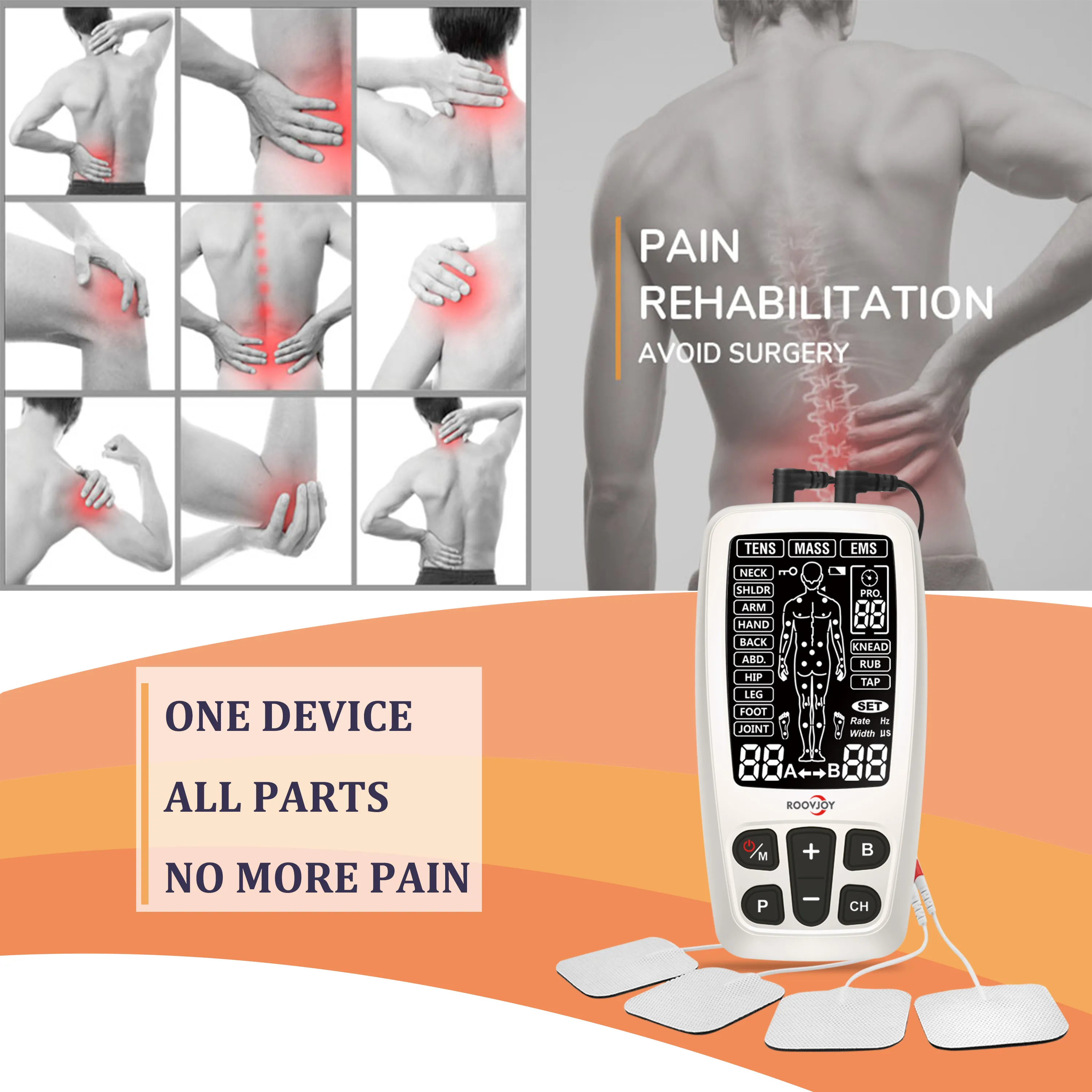 TENS Machine Tens Unit Ems Muscle Stimulator Massager Health & medical supplies physiotherapy equipment exercise rehabilitation