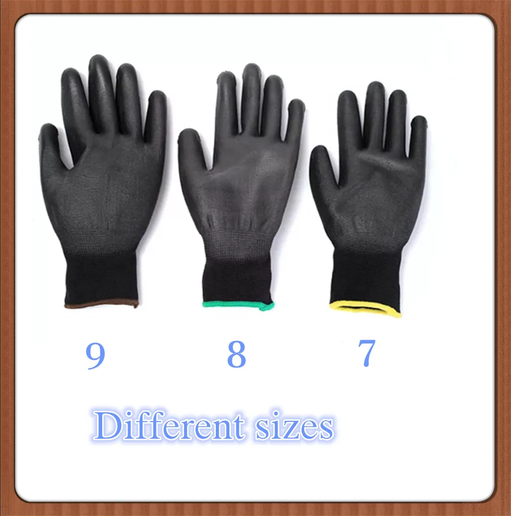 Nylon polyurethane palm fit dipped pu coated safety work glove for assembly electronic