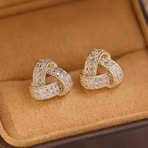 Earrings Beach Triangle Solid Hollow Holiday Accessories Personality French St. Patrick's Day Fine Stud Earrings Christmas