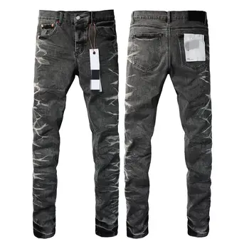 AM Star leather patchwork alphabet embroidery Street hiphop High Street slim jeans