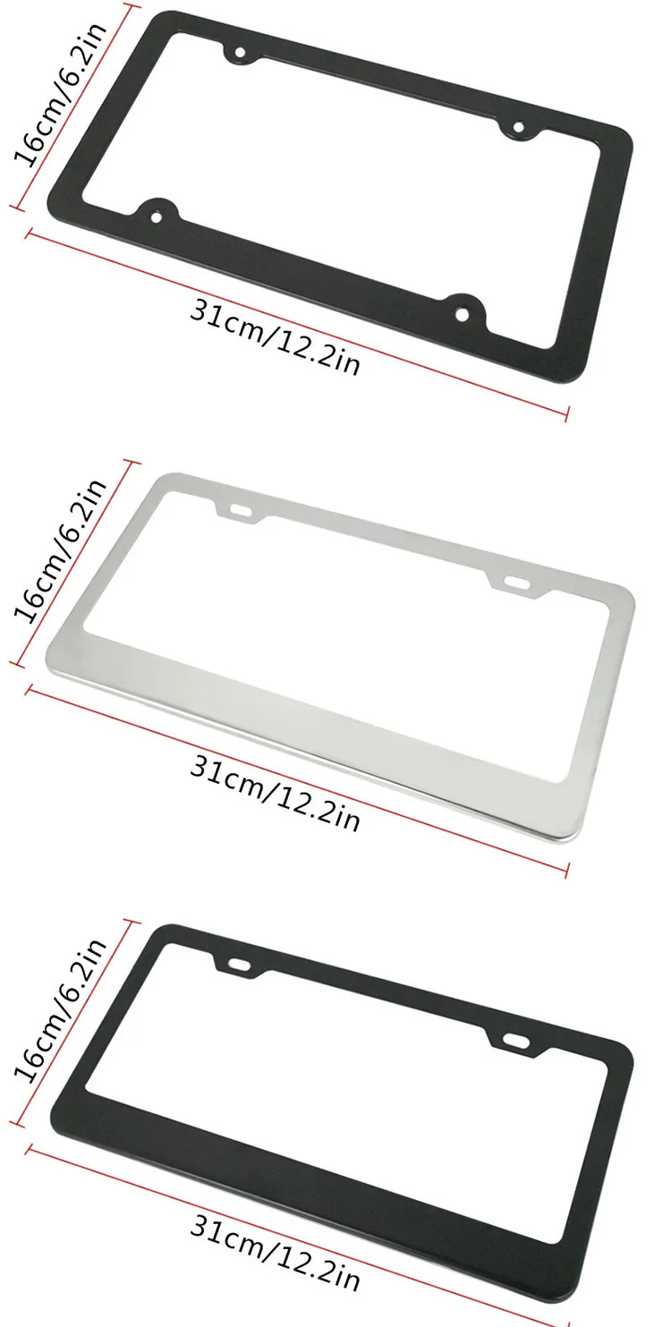 Rhinestone Metal Carbon Fiber ABS Plastic Motorcycle Car Number Plate Holder Custom License Plate Frame For Car
